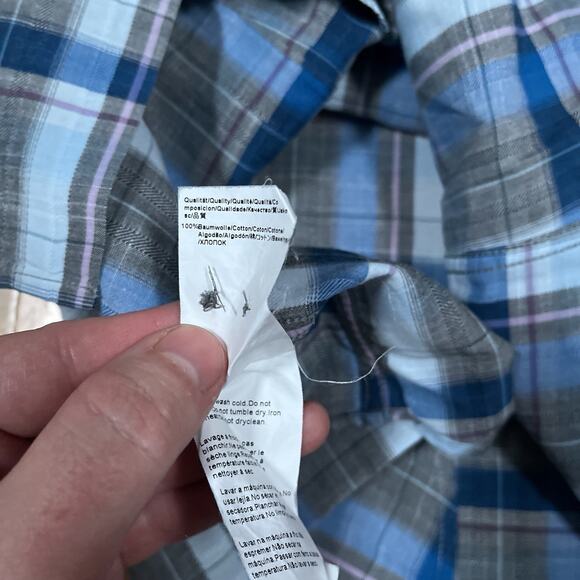 Hugo Boss Orange Mens Plaid Shirt XL Unique Upper Button Blue Tartan Casual - Picture 7 of 11